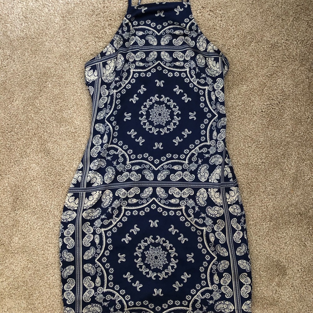 Navy printed dress